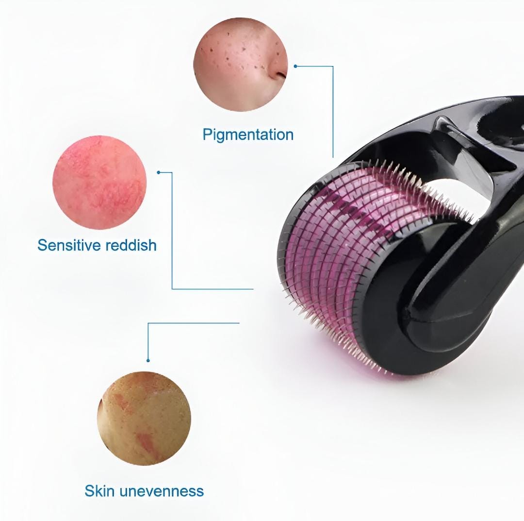 Derma Roller 0.5mm with Hard Acrylic Box – 540 Micro Needles for Hair Growth Anti-Aging Acne Scars Wrinkles and Stretch Marks Removal  Skin Care Beauty Tool for Men and Women