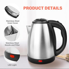 Electric Kettle - 2L 1500W  Stainless Steel with Advanced Automatic Switch for Boiling and Safety quick boiler kettle for tea