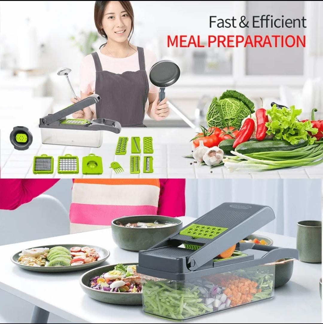 16 in 1 Vegetable Chopper Multifunctional Cutter & Shredder Fruit & Potato Grater with Basket  Carrot Grinder for Kitchen
